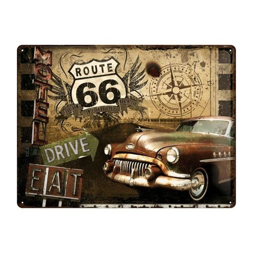 Metalen bord Route 66