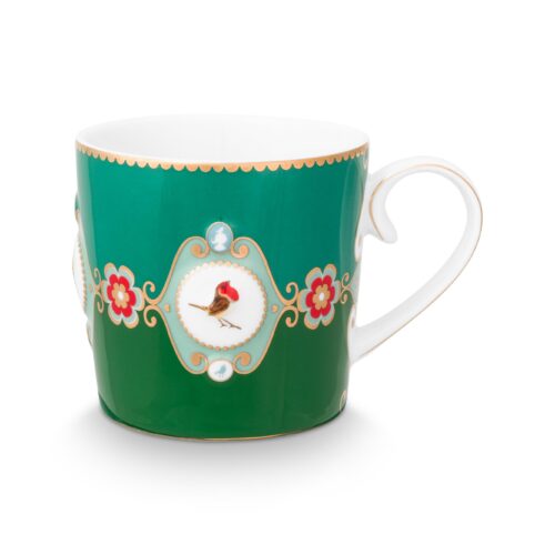 Mug small love birds love medallion emerald green 150 ml