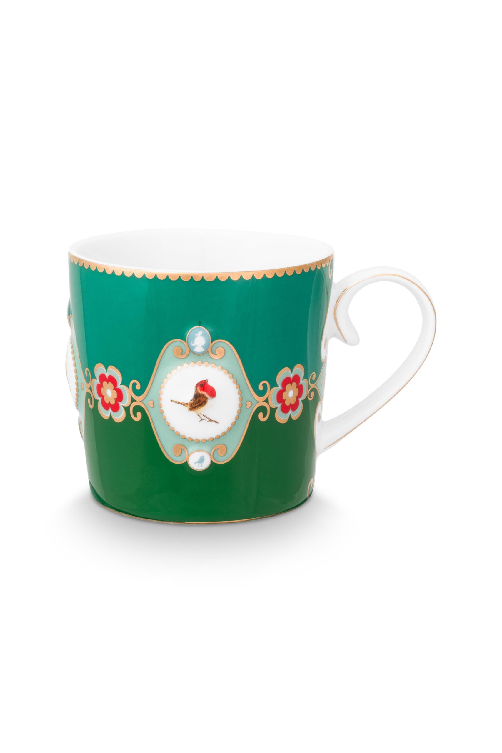Mug small love birds love medallion emerald green 150 ml