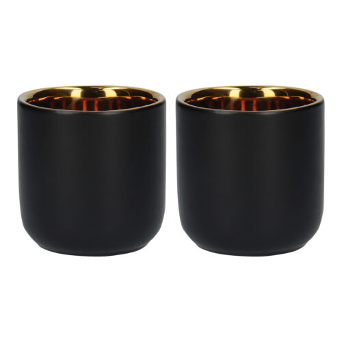 La Cafetière dubbel geïsoleerde espressokopjes, zwart/goud, 70ml, set van 2 kopjes