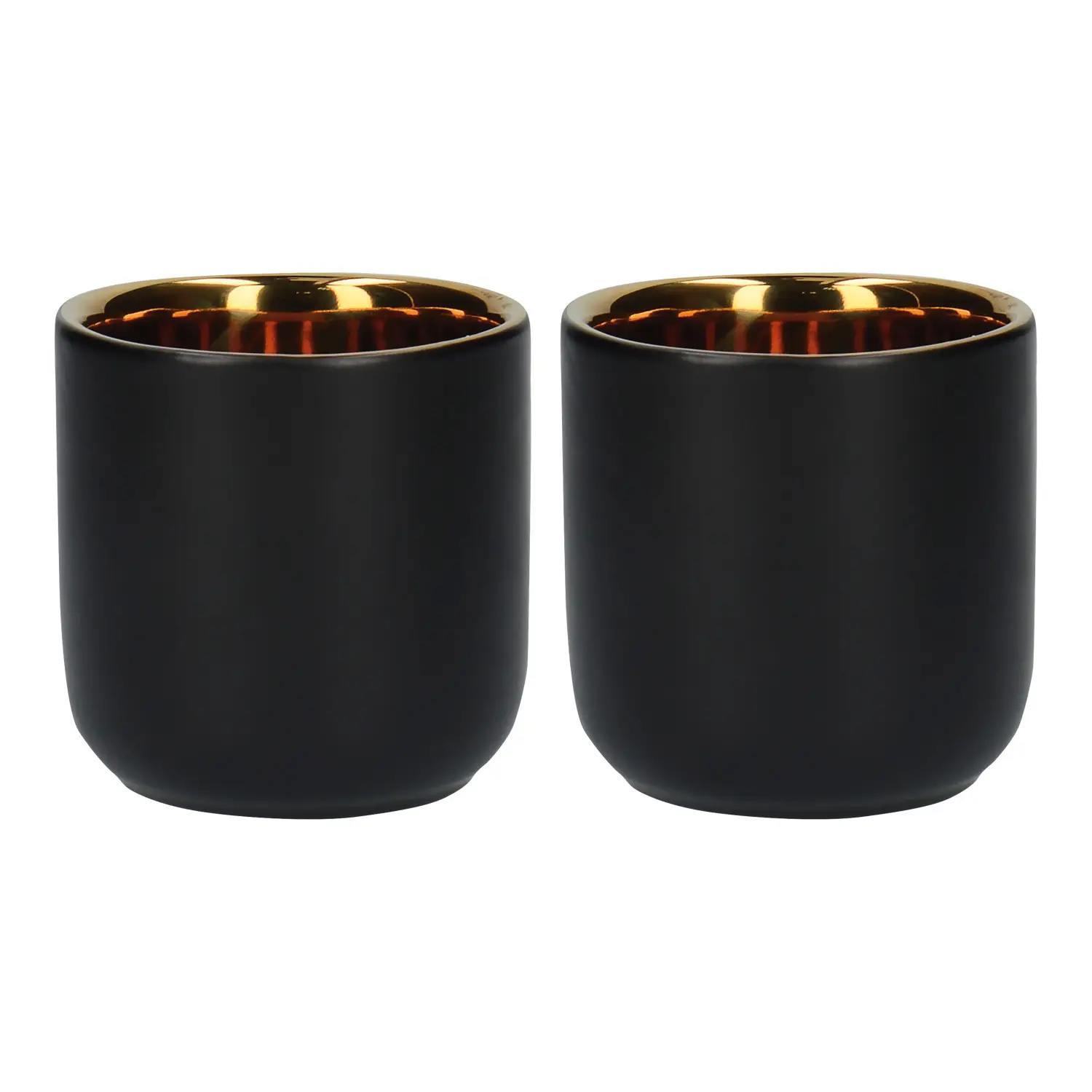 La Cafetière dubbel geïsoleerde espressokopjes, zwart/goud, 70ml, set van 2 kopjes