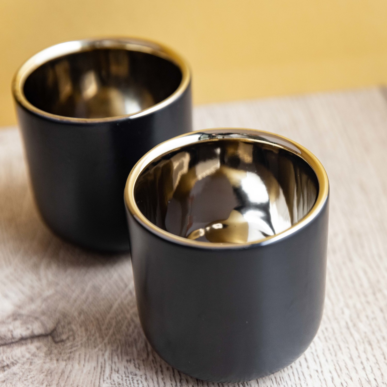La Cafetière dubbel geïsoleerde espressokopjes, zwart/goud, 70ml, set van 2 kopjes - Afbeelding 2