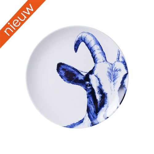 Heinen Delfts Blauw Wandbord Geit
