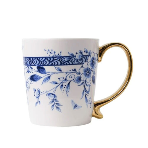 Heinen Delfst Blauw - Mok Faience goud