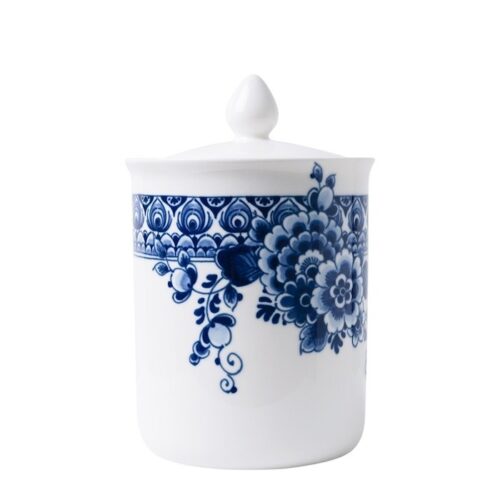 Heinen Delfts Blauw Voorraadpot Paauw Blauw Groot