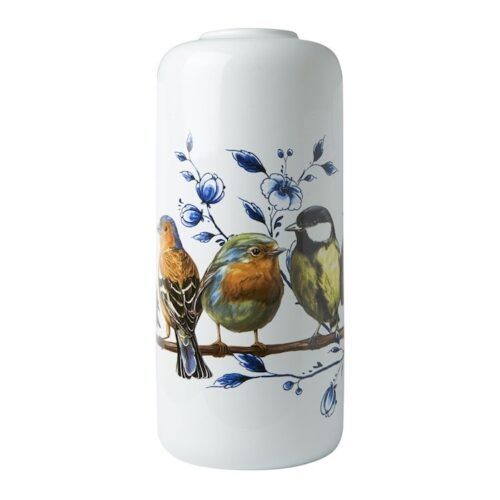 Heinen Delfts Blauw - Cilinder vaas Bosvogels