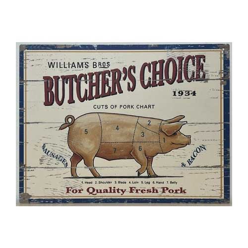 Wandbord Butchers Guide "Varken" 33x25cm