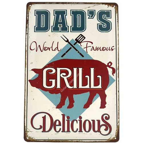 BBQ Wandbord Dad's world famous BBQ 25x33cm