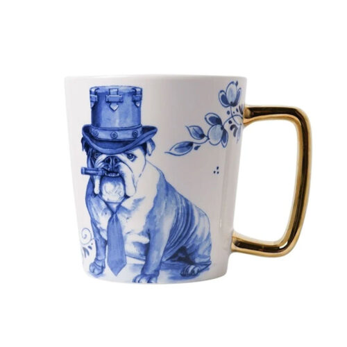 Heinen Delfst Blauw - Mok Hond met Sigaar