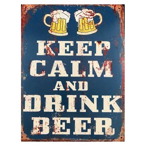 BBQ Wandbord Keep Calm and Drink beer 25x33cm