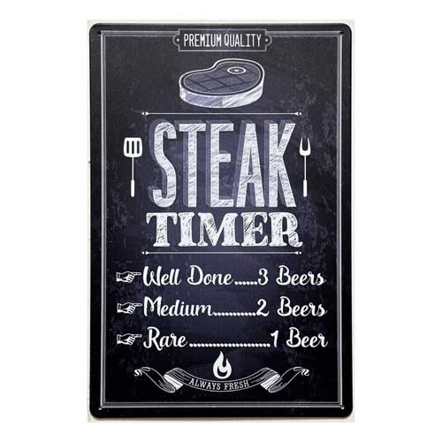BBQ wandbord Steak Timer BBQ Barbecue 30x20cm