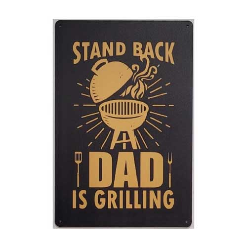 BBQ wandbord Stand Back Dad is Grilling BBQ 30x20cm