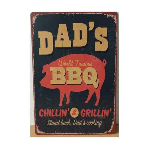 BBQ wandbord Dad's BBQ chillin en grillin 30x20cm